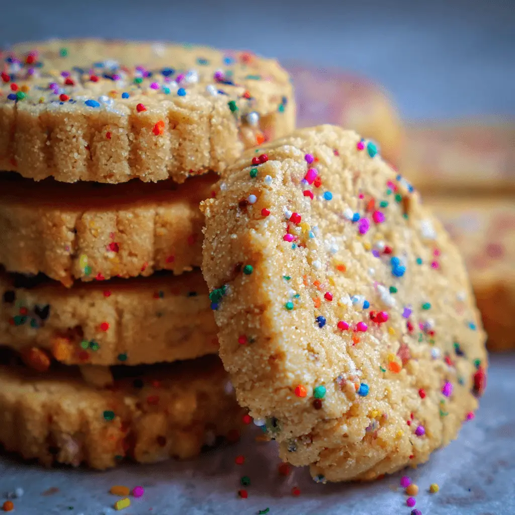 Close-up of vibrant, sprinkle-covered round cookies, ideal for an icebox cookie recipe.