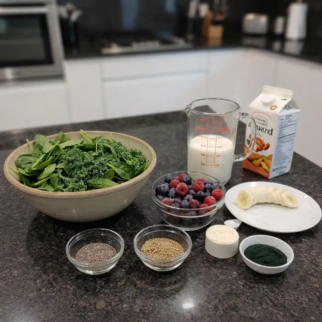 iron-rich-smoothie-bowl-ingredients All the fresh ingredients to make a healthy iron rich smoothie bowl.
