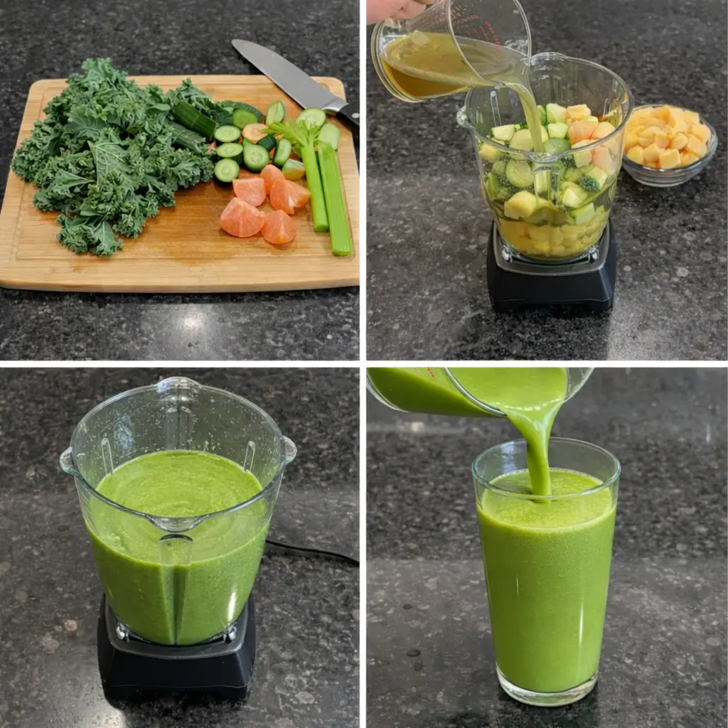 fat-burning-smoothie-prep Blending ingredients for a homemade fat burning smoothie.