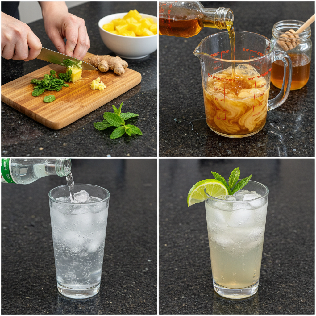 Mixing apple cider vinegar drink in a glass with a spoon.