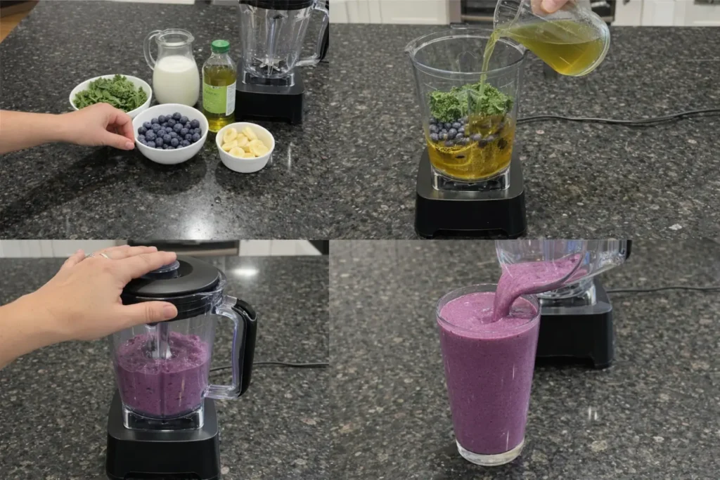 anti-inflammatory-smoothie-prep Blending an anti inflammatory smoothie in a high-speed blender.