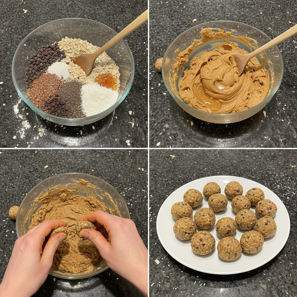 Mixing ingredients for healthy energy balls.
