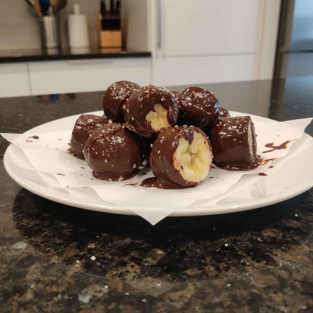 Frozen chocolate banana bites, a delicious and easy dessert recipe.