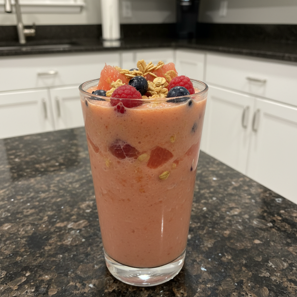 Vibrant Grapefruit Smoothie in a glass, garnished with a slice of grapefruit.