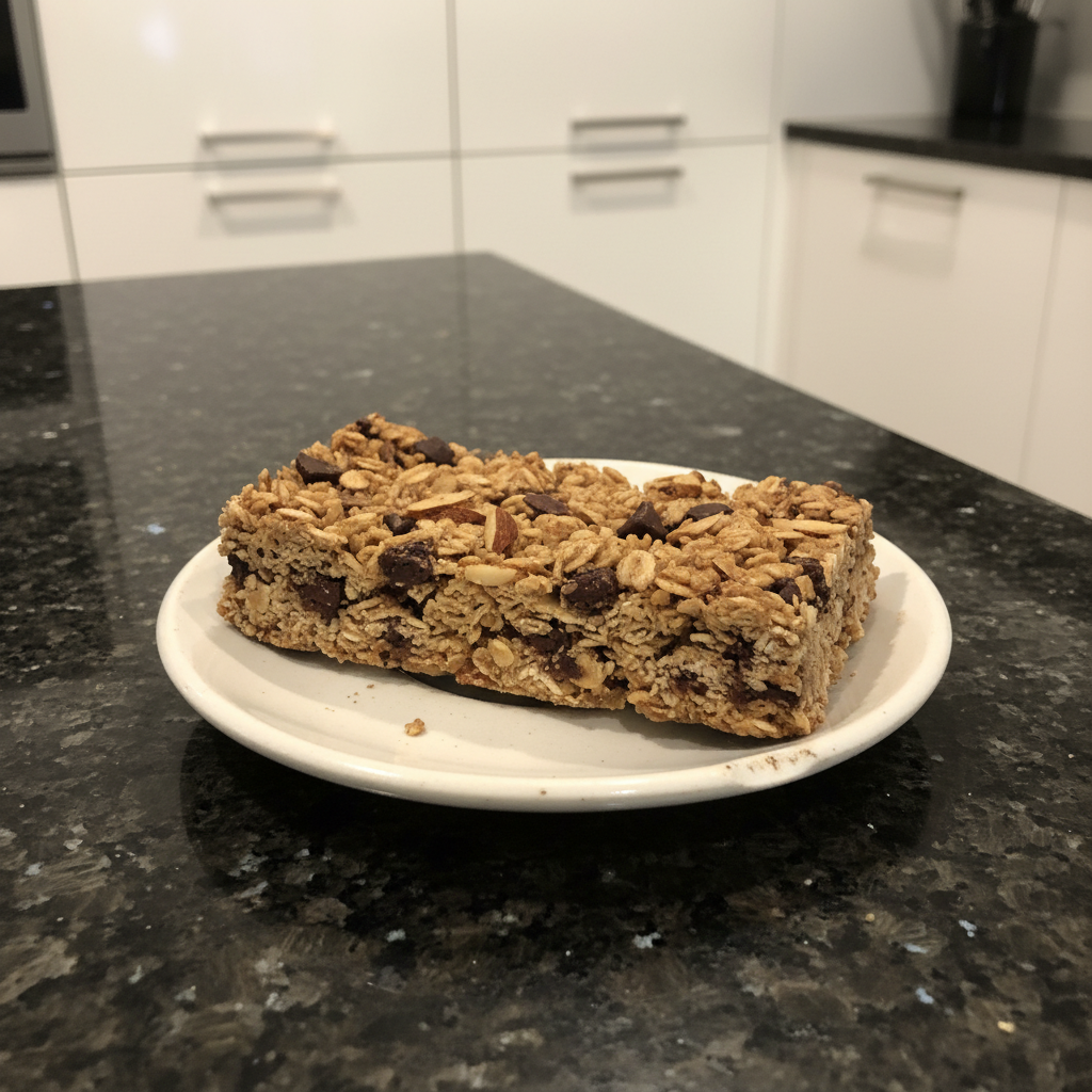 Golden homemade granola bars cooling on a wire rack.