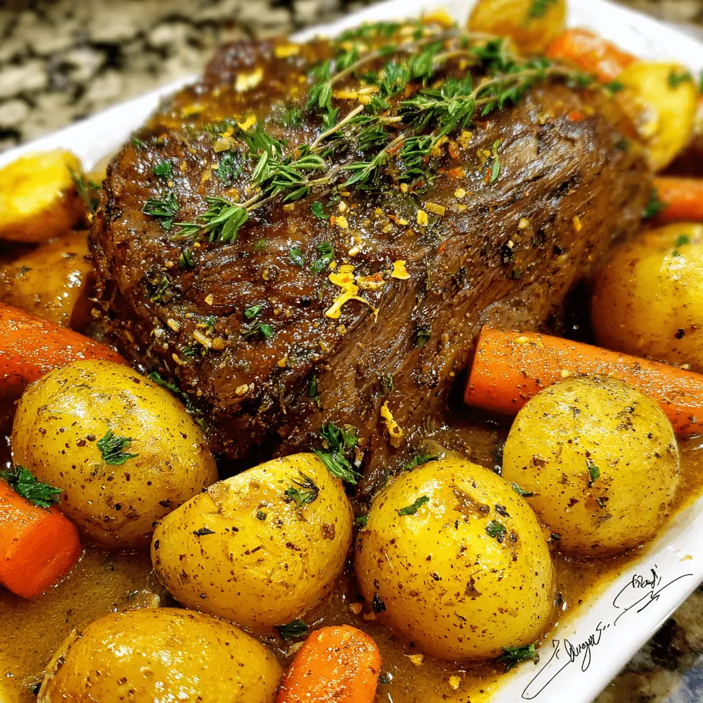 Tender slow cooker chuck roast with root vegetables and gravy, perfect for easy slow cooker chuck roast recipes.