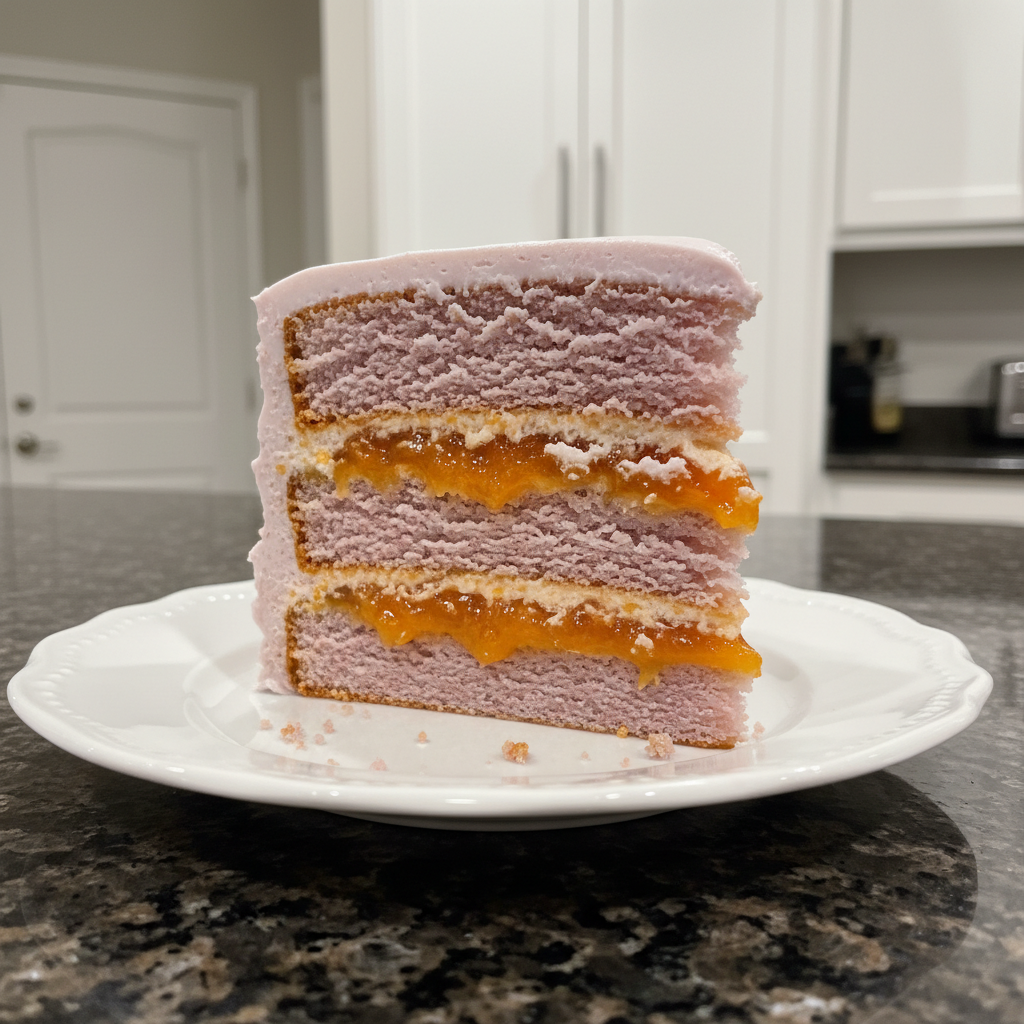 Lavender and peach cake decorated for Valentine's Day, a beautiful dessert.