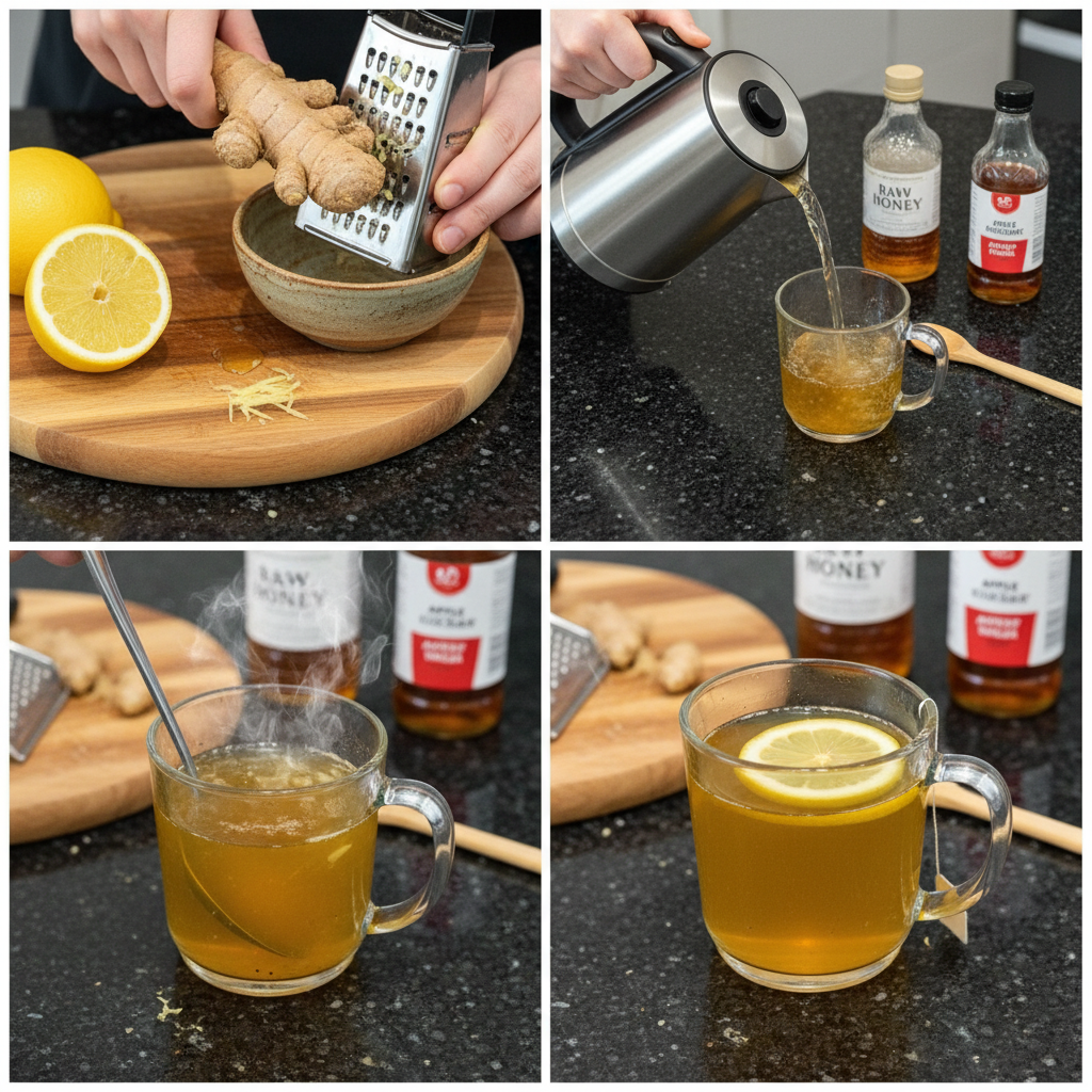 Step-by-step prep of Metabolism Tea: steeping ingredients in hot water.