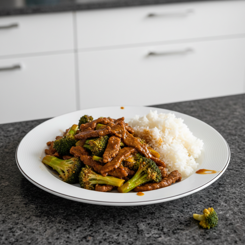 Delicious slow cooker beef and broccoli served over white rice. A simple and flavorful meal.