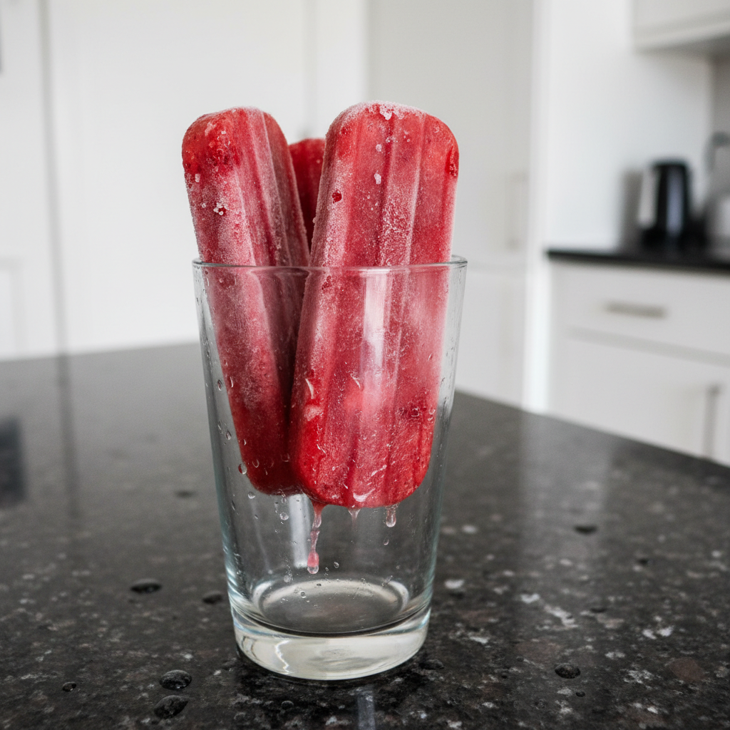 Refreshing homemade strawberry popsicles, a perfect summer treat.