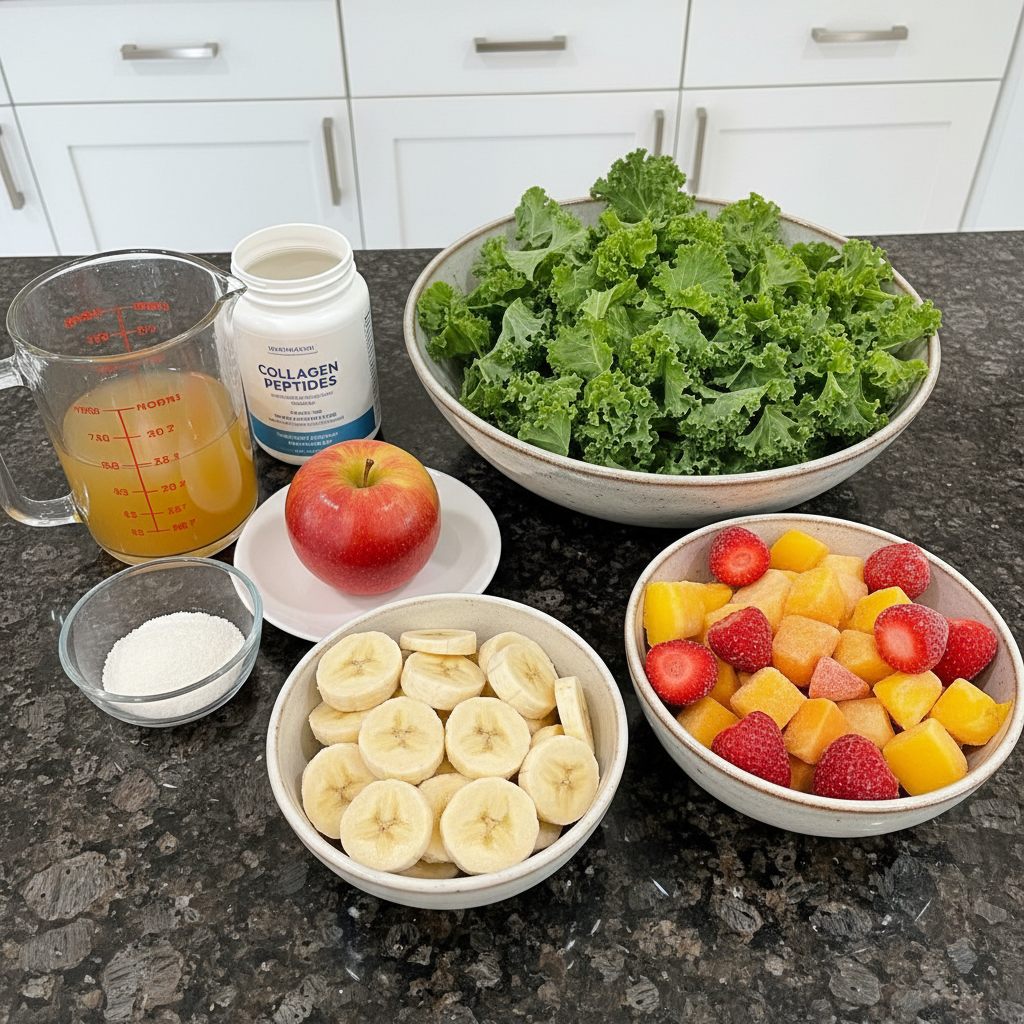 Fresh ingredients for Jamba Apple n Greens Copycat smoothie recipe
