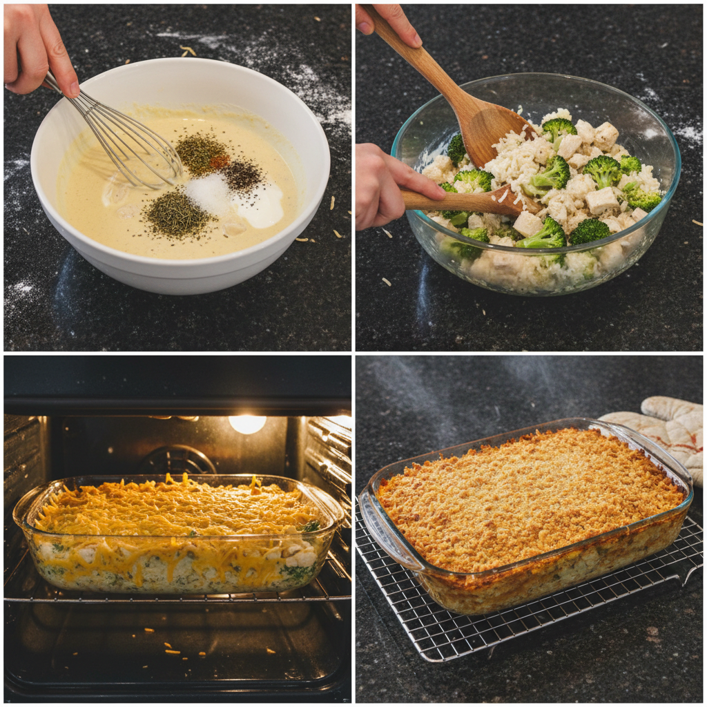 Step-by-step instructions for preparing Chicken & Broccoli Casserole.