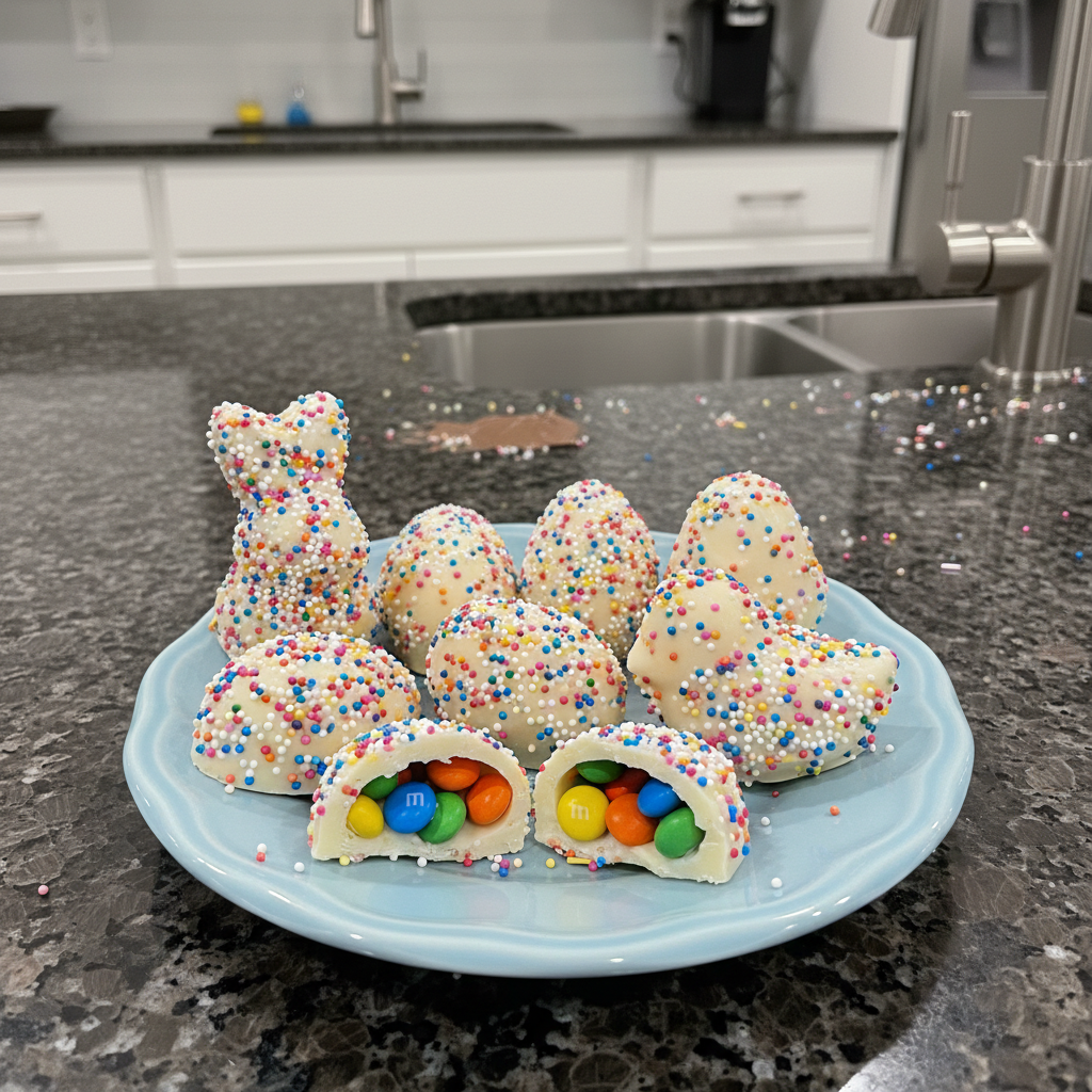 Colorful homemade Easter candy made in DIY easter candy molds ideas.