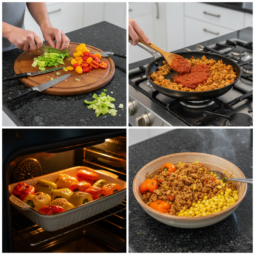 Step-by-step instructions for making a healthy taco salad.