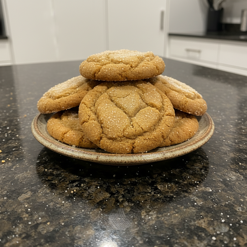 Golden soft ginger cookies cooling on a wire rack, ready to eat.