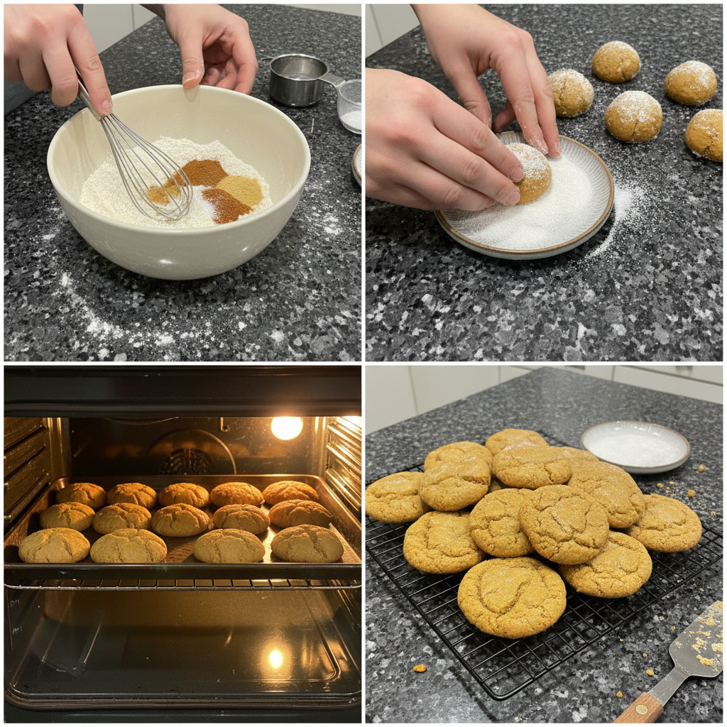 Mixing soft ginger cookie dough in a bowl before baking.