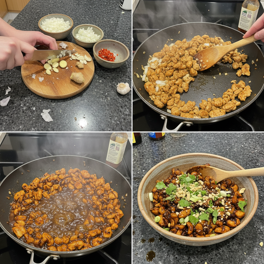 Step-by-step prep for easy Thai lettuce wraps recipe.
