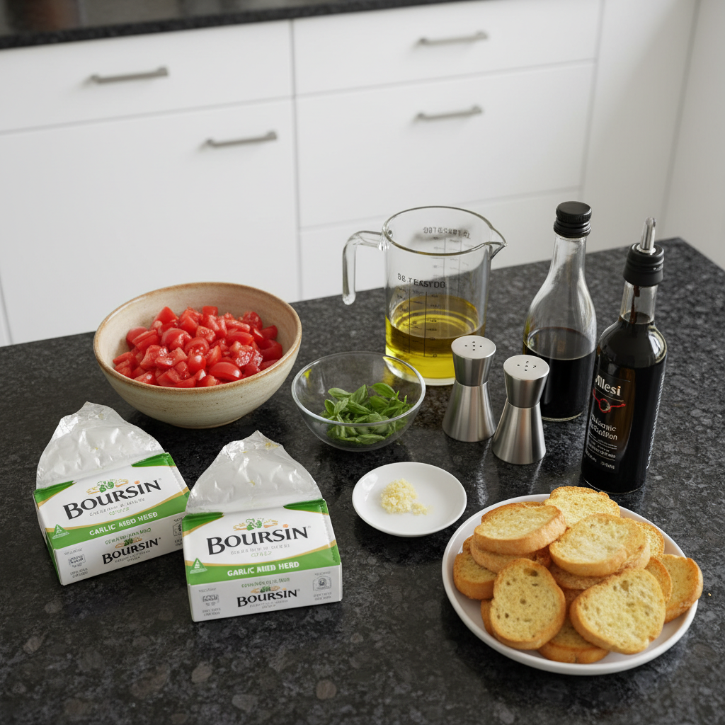 Fresh ingredients for homemade Bruschetta Dip.