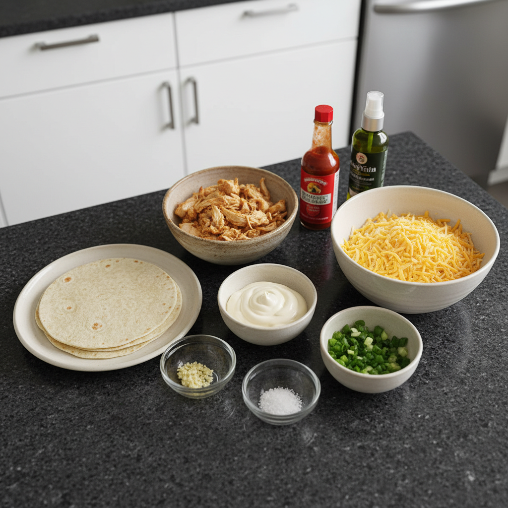 Fresh ingredients for making Cheesy Garlic Chicken Wraps.