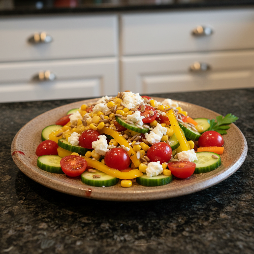 A vibrant bowl showcasing fresh summer salad recipes with colorful vegetables and a light vinaigrette.