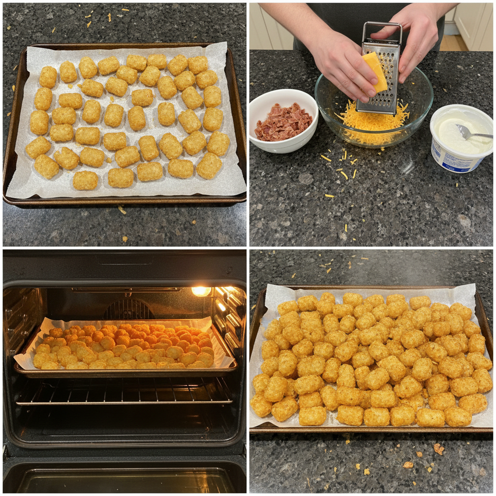 Step-by-step preparation of delicious loaded tater tot appetizer.